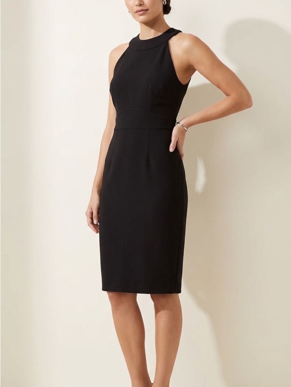 Sleeveless Black Midi Sheath Dress